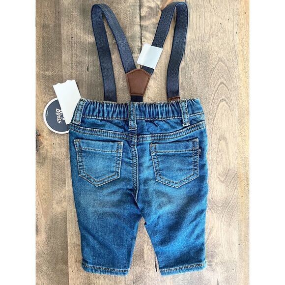 Baby B'Gosh Knit Denim Jeans with Suspenders - Size 3 months - Picture 3 of 5